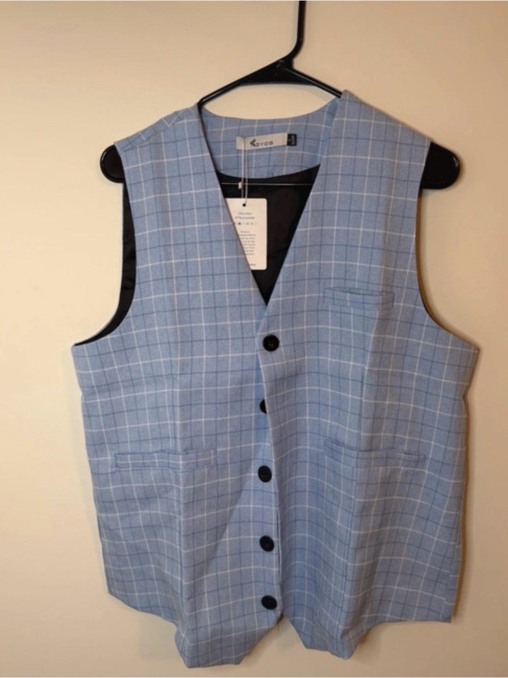 Light Blue Windowpane Tailored Vest - Modern Formal Wear‎